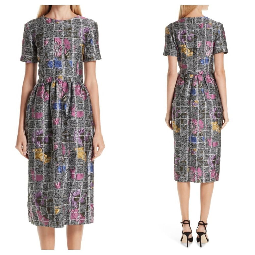 NEW Malene Oddershede Bach S Quest Jacquard Midi Floral Dress Pockets NWT $1250